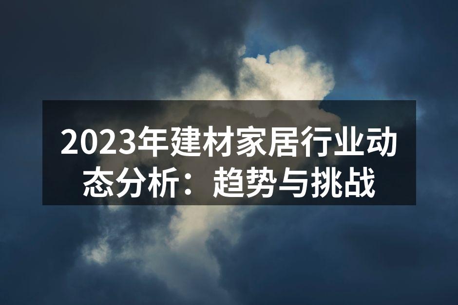 2023年建材家居行业动态分析：趋势与挑战